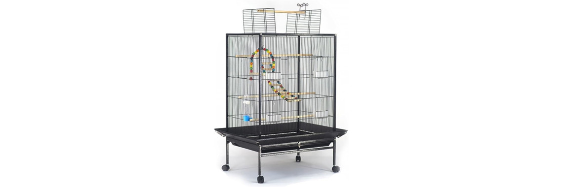 Cage à Oiseaux Perroquet avec Support en Fer Forgé