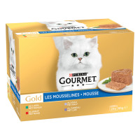 Purina Gourmet Gold Mousse Lapin Bœuf Veau Agneau Pâtée pour Chat 24x85g