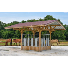 abri chevaux avec ratelier